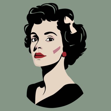 Kısa saçlı bir kadının portresi. Güzel retro kadın kavramı.