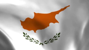 Kıbrıs Cumhuriyeti bayrağı rüzgarda dalgalanıyor. detaylı kumaş dokusu. Kusursuz döngülü animasyon.