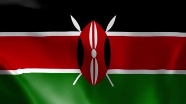 Kenya bayrağı rüzgarda dalgalanıyor. detaylı kumaş dokusu. Kusursuz döngülü animasyon.