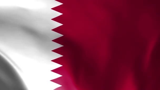 Bandeira Qatar Tremer Vento Textura Tecido Detalhado Animação Loop Sem — Vídeo de Stock