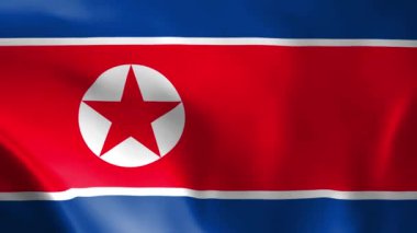 DPRK bayrağı rüzgarda dalgalanıyor. detaylı kumaş dokusu. Kusursuz döngülü animasyon.