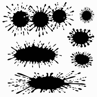 Kazara leke, mürekkep lekesi. Farklı boyutlarda bir sürü leke. Mürekkep lekesi, düzensiz şekilli toz tanesi. Basit, yuvarlak, pürüzsüz şekilli.