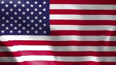 Rüzgarda dalgalanan Amerikan bayrağı. detaylı kumaş dokusu. Kusursuz döngülü animasyon.