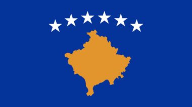 Kosova Cumhuriyeti bayrağı rüzgarda savruluyor. Ayrıntılı kumaş dokusu. Kusursuz döngülü animasyon.