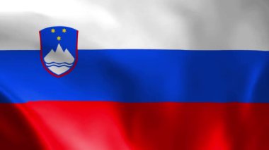 Slovenya bayrağı rüzgarda savruluyor. Ayrıntılı kumaş dokusu. Kusursuz döngülü animasyon.