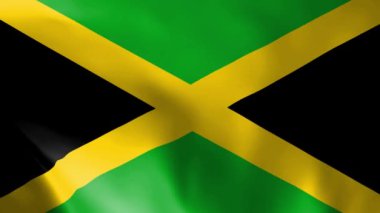 Rüzgarda savrulan Jamaika bayrağı. Ayrıntılı kumaş dokusu. Kusursuz döngülü animasyon.