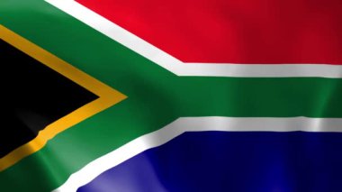 Güney Afrika Cumhuriyeti bayrağı rüzgarda savruluyor. Ayrıntılı kumaş dokusu. Kusursuz döngülü animasyon.