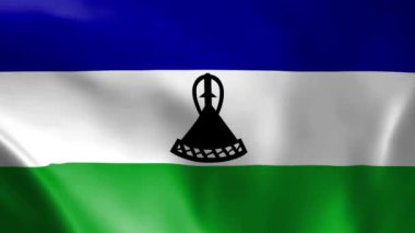 Rüzgarda Lesotho bayrağı. Ayrıntılı kumaş dokusu. Kusursuz döngülü animasyon.