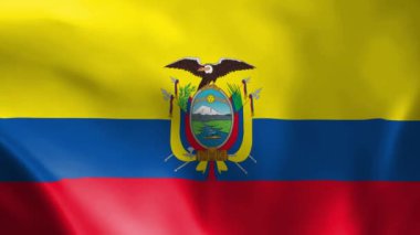 Rüzgardaki Ekvador bayrağı. Ayrıntılı kumaş dokusu. Kusursuz döngülü animasyon.