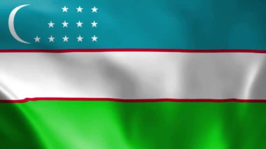 Rüzgarda savrulan Özbekistan bayrağı. Ayrıntılı kumaş dokusu. Kusursuz döngülü animasyon.