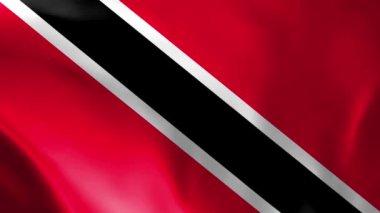 Trinidad ve Tobago bayrağı rüzgarda uçuşuyor. Ayrıntılı kumaş dokusu. Kusursuz döngülü animasyon.