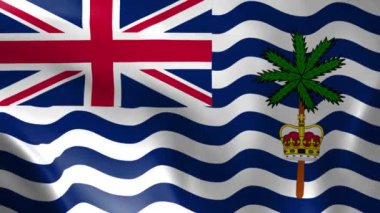 Hint Okyanusu 'ndaki İngiliz Toprakları bayrağı rüzgarda savruluyor. Ayrıntılı kumaş dokusu. Kusursuz döngülü animasyon.