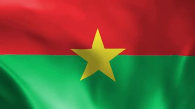 Burkina Faso bayrağı rüzgarda uçuşuyor. Ayrıntılı kumaş dokusu. Kusursuz döngülü animasyon.