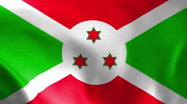 Rüzgarda Burundi bayrağı. Ayrıntılı kumaş dokusu. Kusursuz döngülü animasyon.