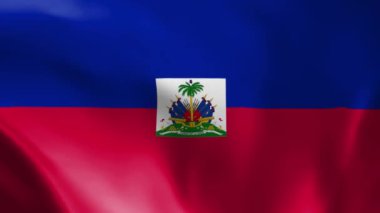 Rüzgarda savrulan Haiti Cumhuriyeti bayrağı. Ayrıntılı kumaş dokusu. Kusursuz döngülü animasyon.