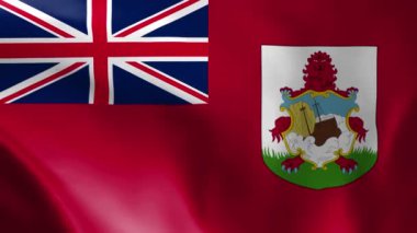 Bermuda bayrağı rüzgarda savruluyor. Ayrıntılı kumaş dokusu. Kusursuz döngülü animasyon.