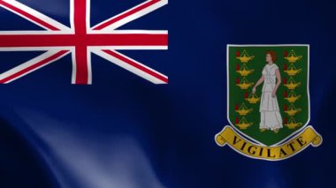 Virgin Adaları bayrağı rüzgarda uçuşuyor. Ayrıntılı kumaş dokusu. Kusursuz döngülü animasyon.