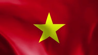 Vietnam bayrağı rüzgarda savruluyor. Ayrıntılı kumaş dokusu. Kusursuz döngülü animasyon.