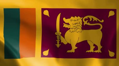 Rüzgarda Sri Lanka bayrağı. Ayrıntılı kumaş dokusu. Kusursuz döngülü animasyon.