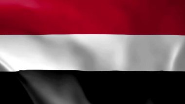 Rüzgardaki Yemen bayrağı. Ayrıntılı kumaş dokusu. Kusursuz döngülü animasyon.