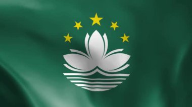Rüzgardaki Macau bayrağı. Ayrıntılı kumaş dokusu. Kusursuz döngülü animasyon.