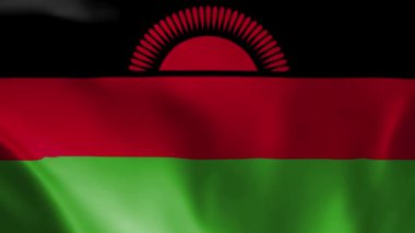 Rüzgardaki Malavi bayrağı. Ayrıntılı kumaş dokusu. Kusursuz döngülü animasyon.