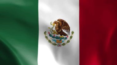 Rüzgarda uçuşan Meksika bayrağı. Ayrıntılı kumaş dokusu. Kusursuz döngülü animasyon.