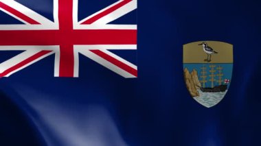 St. Helena, Ascension ve Tristan da Cunha Adaları bayrağı rüzgarda savruluyor. Ayrıntılı kumaş dokusu. Kusursuz döngülü animasyon.