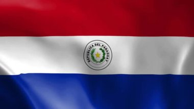 Rüzgarda Paraguay bayrağı. Ayrıntılı kumaş dokusu. Kusursuz döngülü animasyon.
