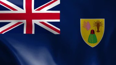 Turks ve Caicos bayrağı rüzgarda sallanıyor. Ayrıntılı kumaş dokusu. Kusursuz döngülü animasyon.