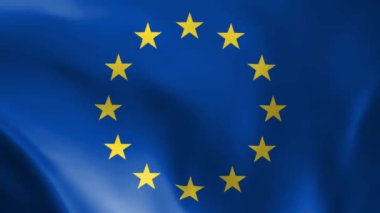 Rüzgarda savrulan Avrupa bayrağı. Ayrıntılı kumaş dokusu. Kusursuz döngülü animasyon.