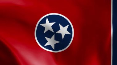 Tennessee bayrağı rüzgarda uçuşuyor. Ayrıntılı kumaş dokusu. Kusursuz döngülü animasyon.