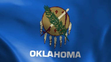 Oklahoma bayrağı rüzgarda uçuşuyor. Ayrıntılı kumaş dokusu. Kusursuz döngülü animasyon.