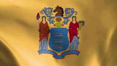 New Jersey bayrağı rüzgarda savruluyor. Ayrıntılı kumaş dokusu. Kusursuz döngülü animasyon.
