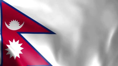 Rüzgarda Nepal bayrağı. Ayrıntılı kumaş dokusu. Kusursuz döngülü animasyon.