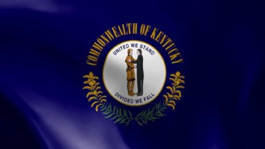 Rüzgarlı Kentucky bayrağı. Ayrıntılı kumaş dokusu. Kusursuz döngülü animasyon.