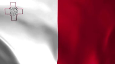 Rüzgardaki Malta bayrağı. Ayrıntılı kumaş dokusu. Kusursuz döngülü animasyon.