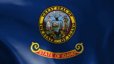 Idaho eyalet bayrağı rüzgarda savruluyor. Ayrıntılı kumaş dokusu. Kusursuz döngülü animasyon.