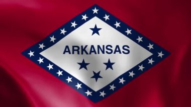 Arkansas bayrağı rüzgarda uçuşuyor. Ayrıntılı kumaş dokusu. Kusursuz döngülü animasyon.