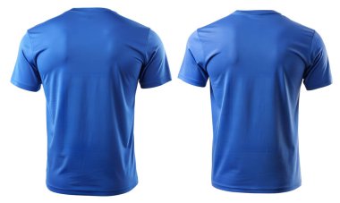 Tasarım için odası olan mavi tişört beyaza izole edilmiş. Arka plan