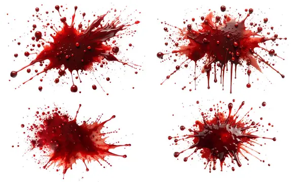 Beyaz arka planda izole edilmiş kan damlaları. Korku ve gerilim konsepti.