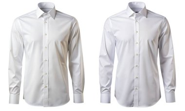 Beyaz arka planda uzun kollu erkek gömlekleri. İyi kıyafet kavramı..