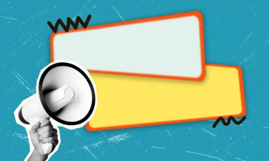 Düşüncelerini internette ifade etmek. Modern tasarım, sanat kolajı çağdaş sanat. İlham, fikir, moda. Metin ya da duyurular için bir boşluk.