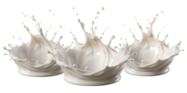 Beyaz arka planda izole edilmiş süt ya da krema lekesi. Sağlıklı içecek kavramı.