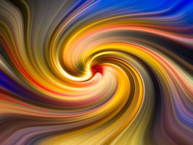Soyut arkaplan. Renkli altın kıvrımlı merkezli parıltı ve daha koyu kenarlar. Altın, kırmızı, mavi, leylak rengi girdap. 3D optik, güzel renk oyunu, yumuşak dönüş..