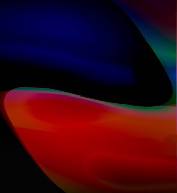 Soyut arkaplan. Akışkan renk değişim dalgası, dinamik hareketle. simetrik kontrastlı resim koyu mavi ve kırmızı. Yin ve Yang tasarımının güçlü ve cesur yorumu veya mavi balina kafası, dikey çekim