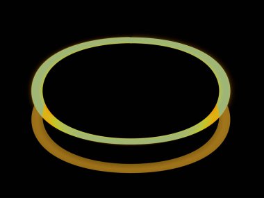 soyut dairesel halka, çift ya da gölge çember şekli, açık yeşil renkte kalın vuruş ve siyah arkaplanda altın, kopyalama alanı, yüksek açı görünümü