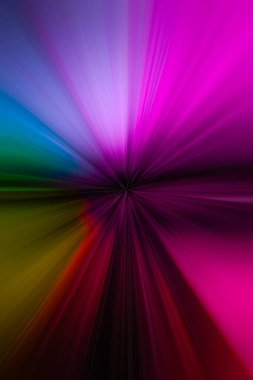 Soyut arkaplan. radyal patlama sanatsal dikey görüntü, gün doğumunda veya günbatımında gerçeküstü yol, pembe, sarı, mavi tonlar ve eğim renkleri ile parlak renk ve fraktal desen enerji patlaması. Işıkta geleceksel macera gezisi 