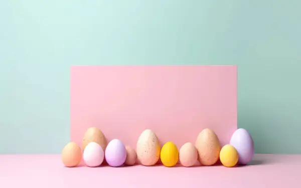 Ζυμαρικά Πασχαλινά Αυγά Ροζ Φόντο Πάνω Άποψη Επίπεδη Στάση Γεννήτρια Εικόνα Αρχείου