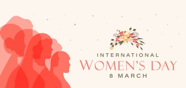 Happy Women's Day banner design with silhouette female face concept